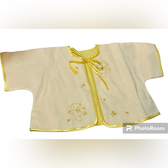 Vintage Hand Embroidered “Satin” Infants Layette Jacket with Teddy Bears - Picture 5 of 7